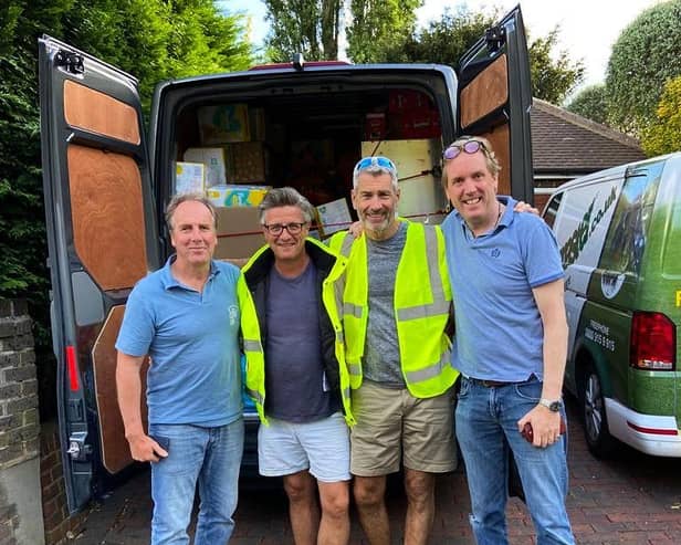 Tim Parker, from Steyning and Nick Higham, from Chichester, joined Jozef Mycielski and Ian Jamieson in driving two van’s filled with donations of money, medicines and toiletries to the Polish city of Przemysl.