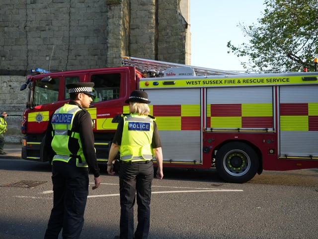 15 photos: smoke rising from West Sussex Cathedral and fire engines, ambulances and police on scene