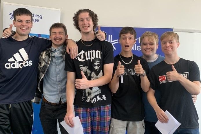 Worthing College students celebrate stand out results. Photo: Worthing College