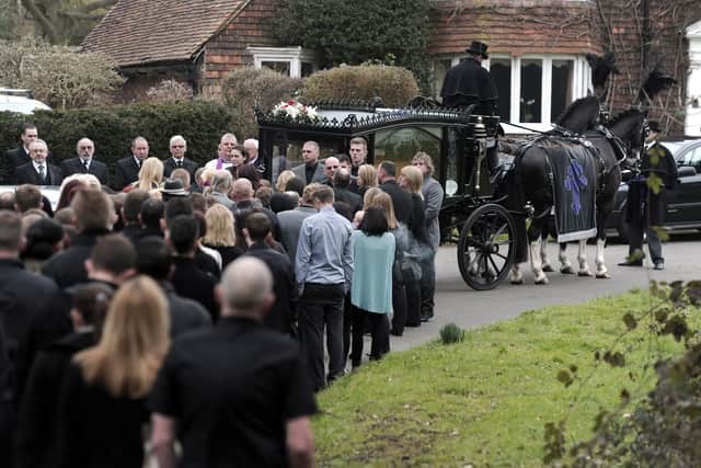 The funeral of Darren Croxton at St Peter and St Pauls Church, Hellingly, in February 2012
