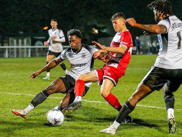 Action from Eastbourne Borough's 1-1 draw at Dover