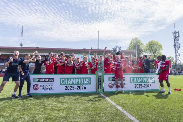 Worthing lift the National South trophy | Picture: Jay Wrighte