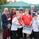Mayor with students and families at the coronation fete
