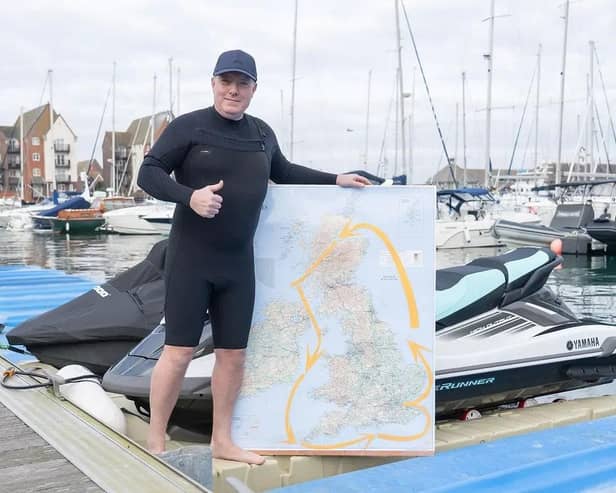 Roger Lincoln will be jet-skiing solo around Britain in a pioneering world record attempt, travelling from Tower Bridge, passing through the Great Glen Fault, before finally returning to Tower Bridge for charity. Picture: Roger Lincoln