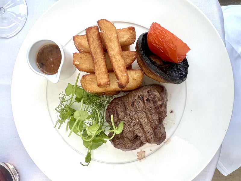The steak and chips that my plus one had. They said it was cooked to perfection and well seasoned. I did try one of the triple-cooked chips, and they were some of the nicest chunky chips I'd eaten.