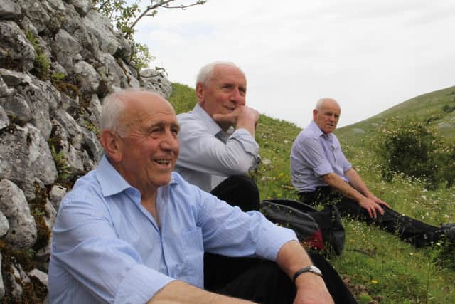 David, left, with his brothers Mario and Tony a few years ago while on a hike in the mountains in Italy