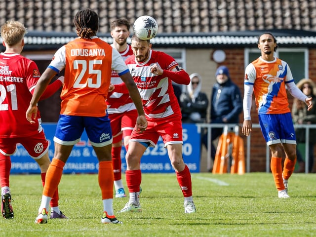 Action from Eastbourne Borough's final-day 3-2 win at Braintree - the Sports have stayed up with six points to spare