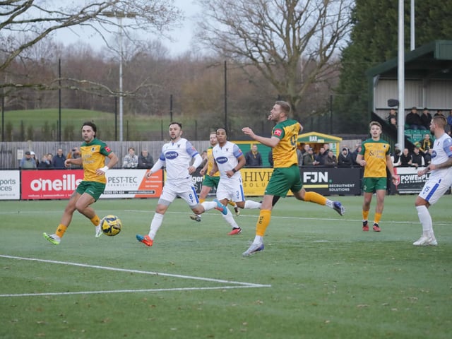 FA Trophy action between Horsham and AFC Totton
