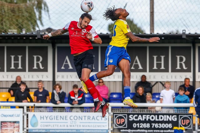 Action from Eastbourne Borough's 4-2 win at Concord Rangers in National League South