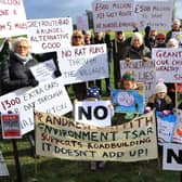 Campaigners against the Arundel Bypass grey route at a Silent Protest at a National Highways’ consultation event at Walberton Village Hall earlier this year