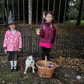 Amelie and Ella with dog Jess