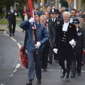 Remembrance Sunday procession in Battle, East Sussex, on November 12 2023.