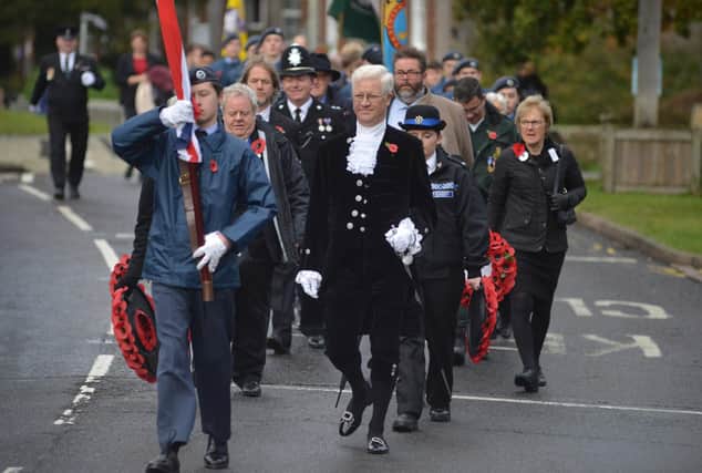 Remembrance Sunday procession in Battle, East Sussex, on November 12 2023.