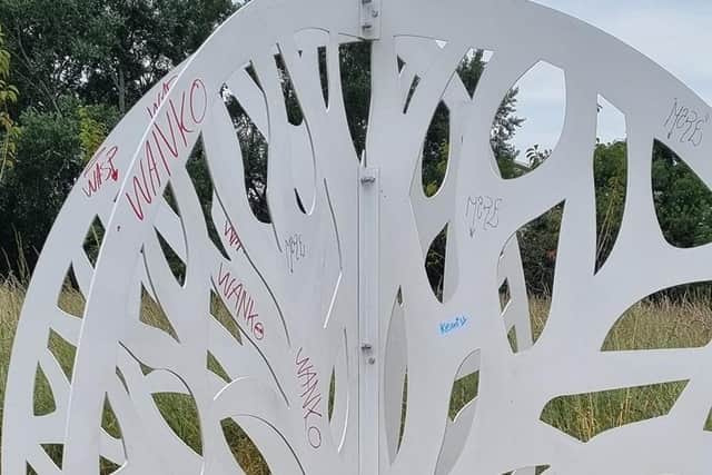 The vandalised covid memorial. Picture from Steph Hallewell