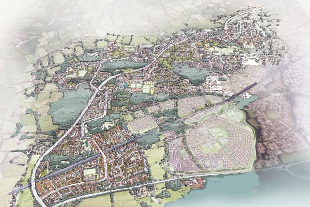Homes England's illustrative masterplan for 10,000 homes west of Ifield