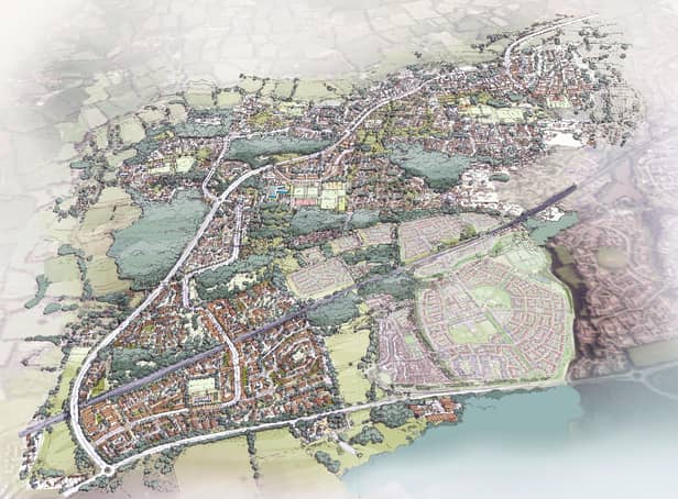 Homes England's illustrative masterplan for 10,000 homes west of Ifield