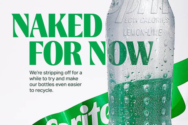 Coca-Cola has announced the temporary removal of labels from Sprite and Sprite Zero on-the-go bottles in a limited trial of ‘label-less’ packaging. Photo: Coca-Cola