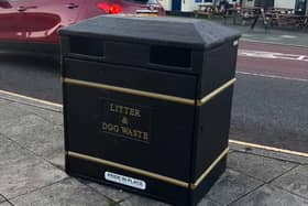 One of the new litter bins near The Stade in Hastings Old Town
