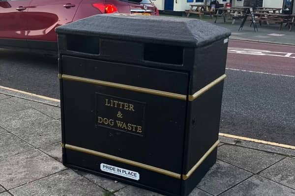 One of the new litter bins near The Stade in Hastings Old Town