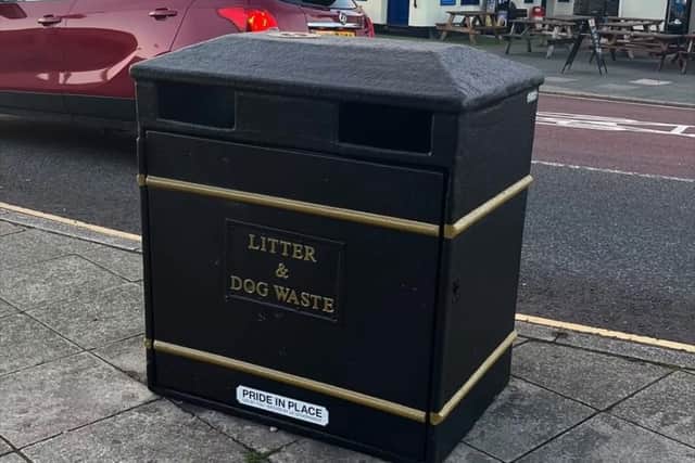 One of the new litter bins near The Stade in Hastings Old Town