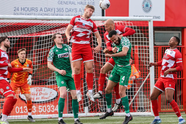 Action and celebrations as Eastbourne Borough grab a vital win over Hemel Hempstead Town in National League South at Priory Lane