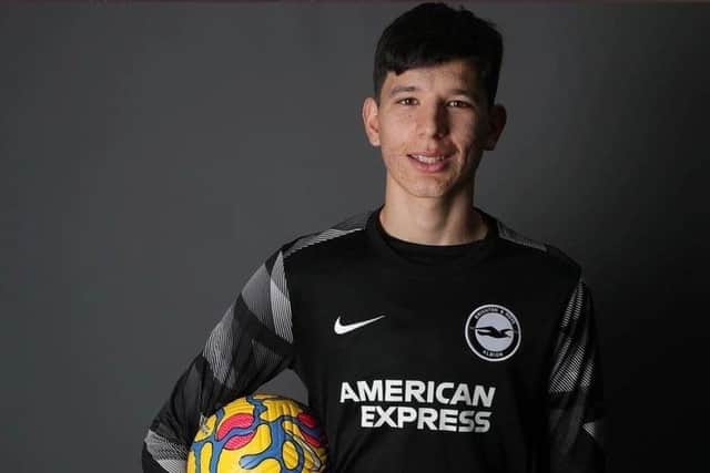 Brighton & Hove Albion youngster James Beadle was ‘quite proud’ to keep a clean sheet on his professional debut for loan club Crewe Alexandra in Tuesday night’s goalless draw at Walsall in League Two. Picture courtesy of Brighton & Hove Albion FC