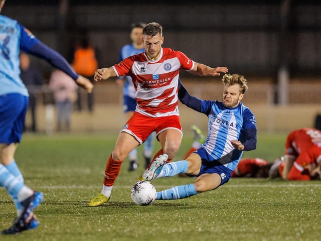 Action from Eastbourne Borough's home defeat by Torquay United in National League South