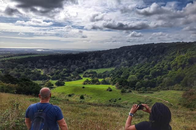 Admiring the views at Kingley Vale Pic by Jeff Travis