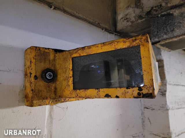 A long-defunct security camera.