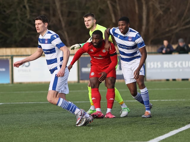 Action from Worthing FC's defeat at Oxford City in National League South