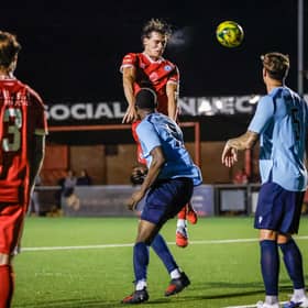 Little Common's first team in recent cup action against Eastbourne Borough - and their second XI went goal-mad last weekend | Lydia Redman
