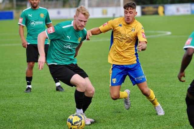 George Taggart scored for Lancing in their Sussex Cup tie with Eastbourne United - but the Lancers lost 2-1 | Picture: Stephen Goodger