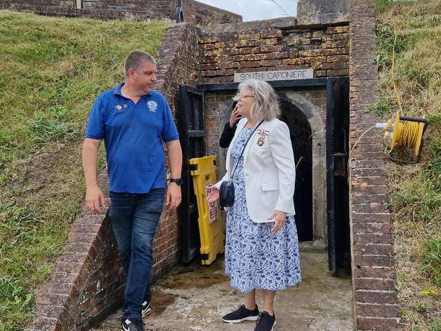 The Lord-Lieutenant of West Sussex, Lady Emma Barnard, has been given a tour of Shoreham Fort and shown the vision for the future before presenting the King's Award for Voluntary Service to the Friends of Shoreham Fort.