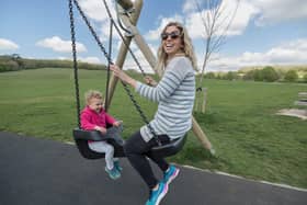 Mother and daughter enjoying Stanmer Park where a new access link to the South Downs Way is being created.