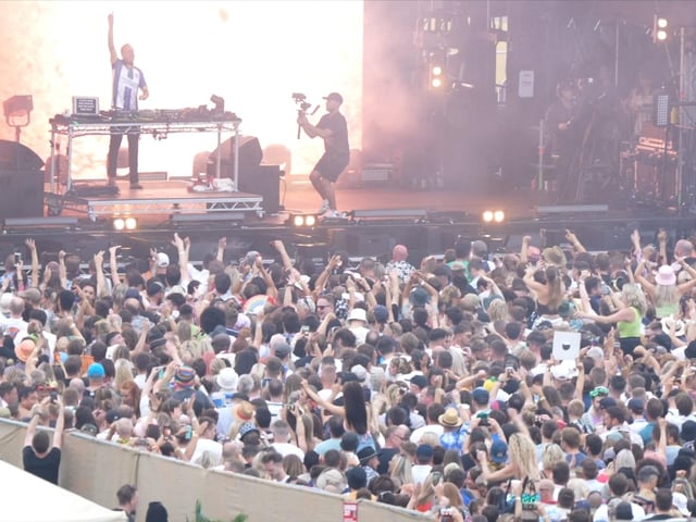 Fatboy Slim performed on Brighton seafront last night (July 21) in front of thousands of fans. Photo taken from a video from Eddie Mitchell.