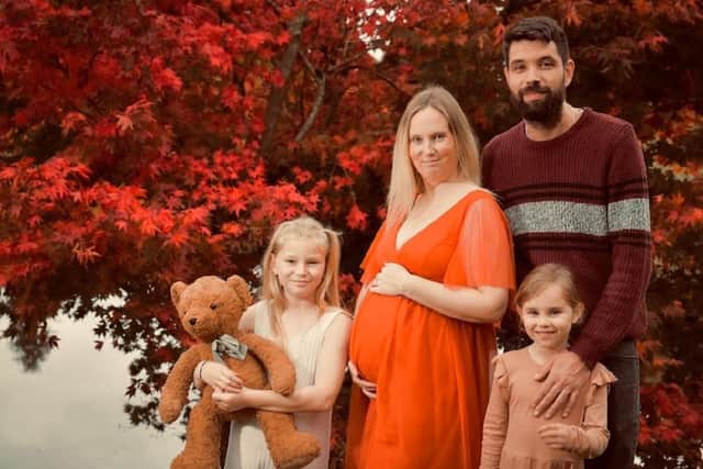 Amy lives with her fiancée Ryan, 31, and their daughters Isla, 10, Sienna, six, and six-month-old Hope. (Family photo courtesy of Irwin Mitchell)