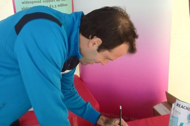 Greg Rusedski at the St Wildfrid's Hospice stand, Eastbourne