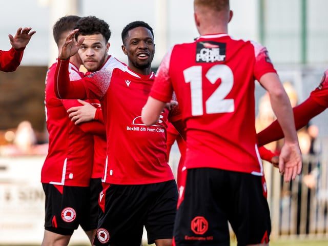 Action from Eastbourne Borough's win over Hungerford Town in the National League South