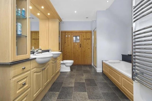 Three bathrooms, including master bedroom en suite with sauna.