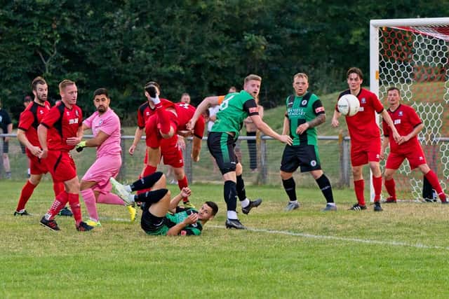 Hassocks in pre-season action against Burgess Hill | Picture: Chris Neal