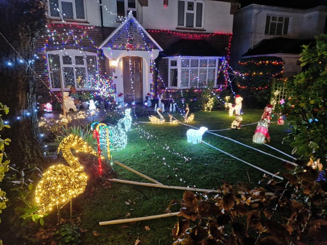 The animal-themed Christmas lights display at 22 Gorse Avenue, Worthing, has been put together by John Wollaston Landscapes and Property Maintenance to raise money for Wadars Animal Rescue Charity.