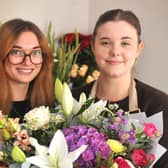 Co owners of the new florist House of Design Flowers on London Road, Burgess Hill, Lauren Dendy and Nancy Hersey, with one of their beautiful bouquets. HR26090901 Pic Hollie Robards/Iconic Media Group