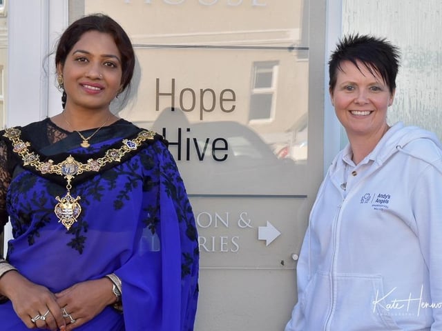 Worthing mayor Henna Chowdhury with Kayla Shepherd, founder of the Worthing charity Andy’s Angels