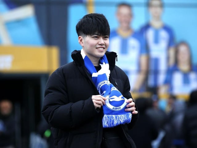 BRIGHTON, ENGLAND - FEBRUARY 18: Brighton & Hove Albion fan looks on prior to the Premier League match between Brighton & Hove Albion and Fulham FC at American Express Community Stadium on February 18, 2023 in Brighton, England. (Photo by Steve Bardens/Getty Images)