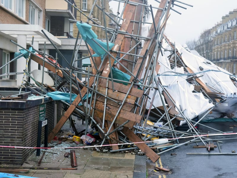 An incident involving fallen scaffolding has sparked an emergency response in First Avenue, Hove
