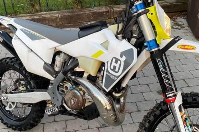 Police said one of the stolen bikes is a Husqvarna TE 300i Rockstar Edition 22 in white and grey with a unique black frame