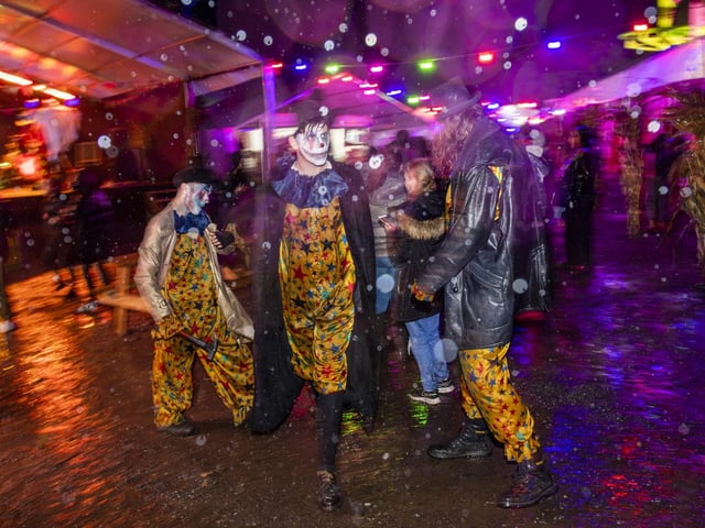 CRAWLEY, ENGLAND - SEPTEMBER 30: A general view of the opening night during Tulleys Shocktober Fest at Tulleys Farm on September 30, 2022 in Crawley, England. (Photo by Stuart C. Wilson/Stuart Wilson/Getty Images for Tulleys Shocktober Fest):The VIPs and celebrities at this year's Bkack Carpet at the world famous Shocktober Fest at Tulleys Farm