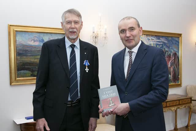Örn S. Kaldalóns with the President of Iceland, Guðni Th. Jóhannesson