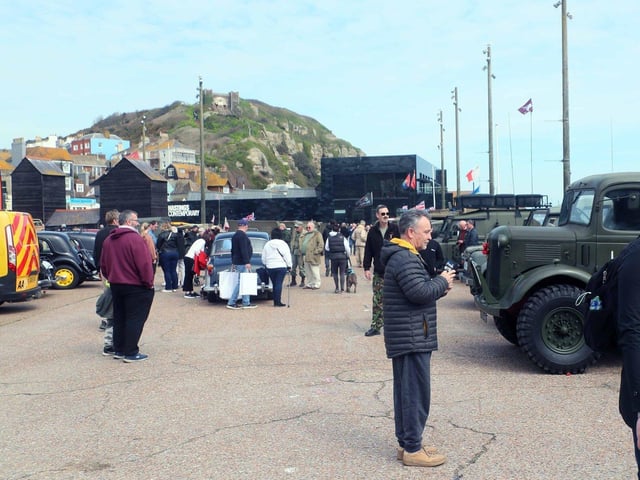 AA Invictus Military Vehicle Run in Hastings Old Town - 16 April 2023. Photo by Roberts Photographic