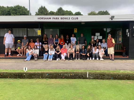Students at the Horsham Park Lawn Bowls Club  